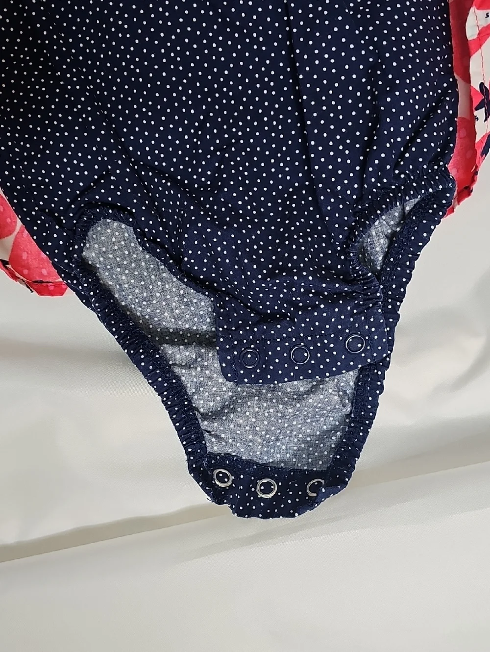 Carter's Pink Strawberry Print Diaper Cover Outfit with Navy Bow